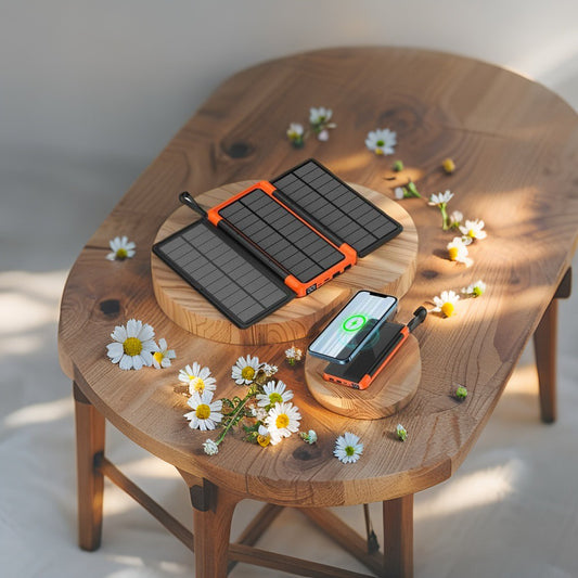 10000/20000mAh Solar Power Bank Hidden Flip Solar Panel Portable Solar Power Bank with USB Wireless Charging for Travel Camping